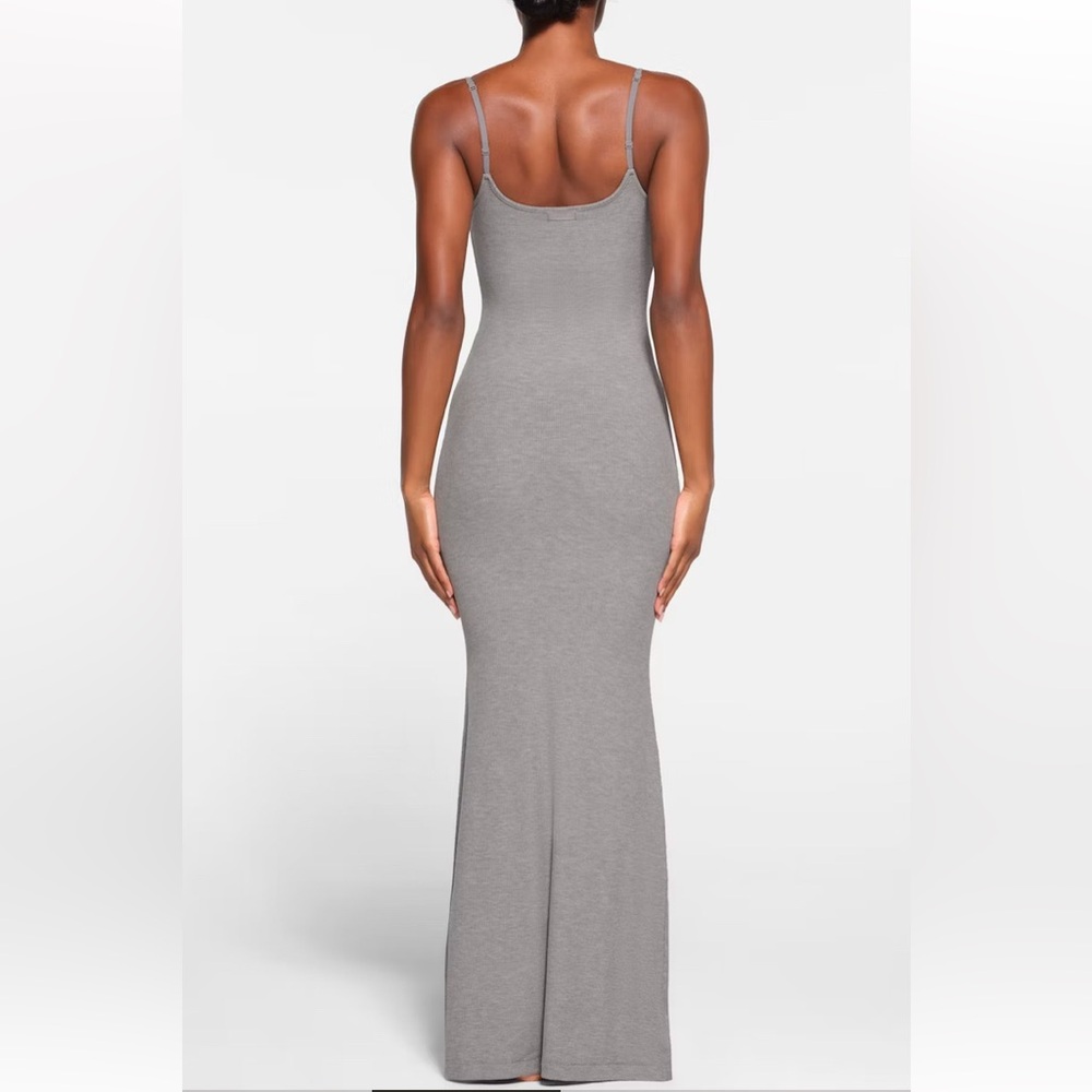 SKIMS Ribbed StretchyGray Maxi Dress Medium - Picture 3 of 11